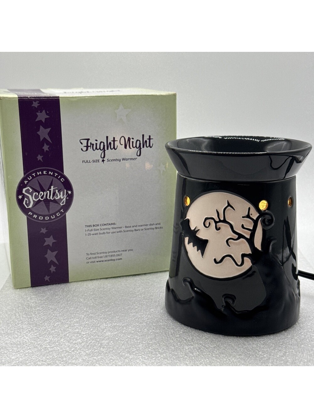 RETIRED Fright Night Scentsy Warmer 2010 Black Spooky Tree Unused Halloween Bats
